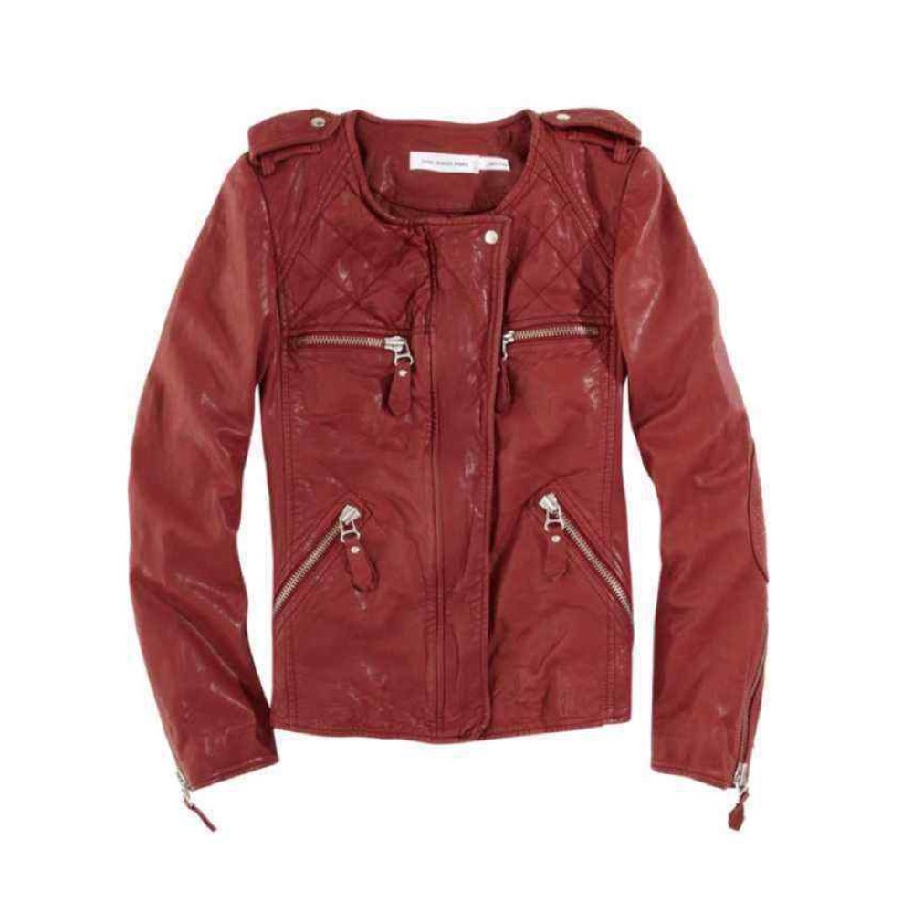ISABEL MARANT Etoile Red Kady Leather Biker Jacket FR 38 US 6 M $1200